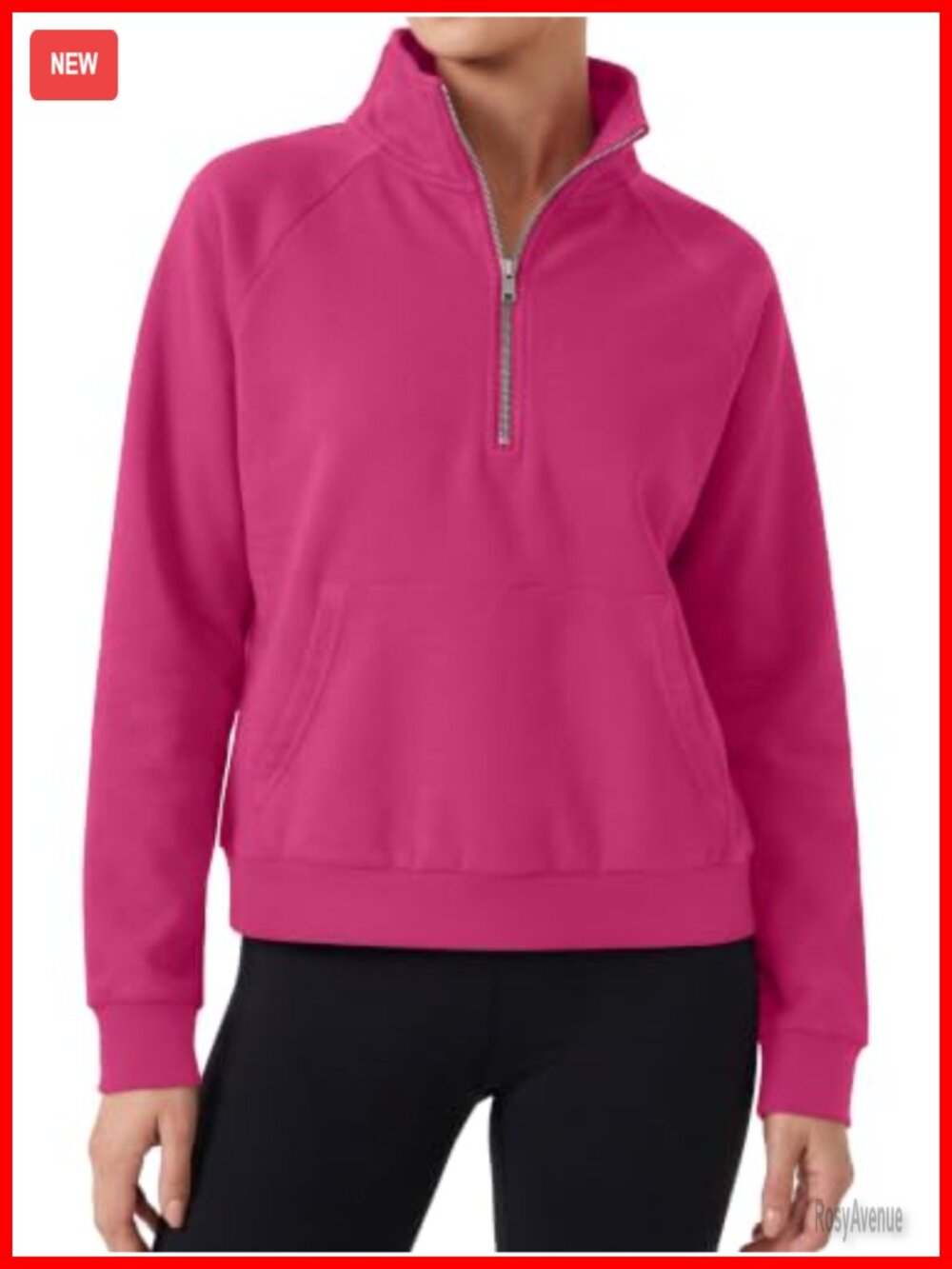 Women's Half Zip Pullover Sweatshirt Oversized Kangaroo Pocket Long Sleeve